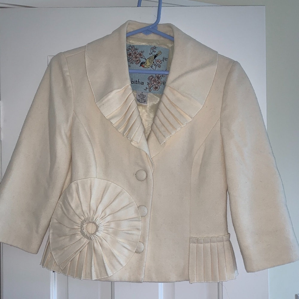 White Wool Anthropologie Blazer